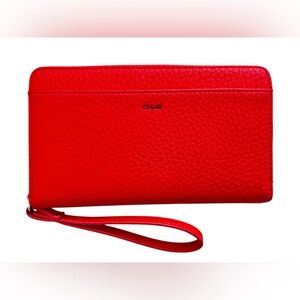 COLAB Red Vegan Leather Wristlet Wallet